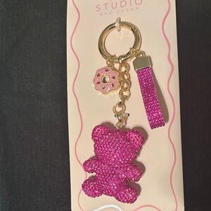 Private Label Pink Bear Bag Charm Keychain
